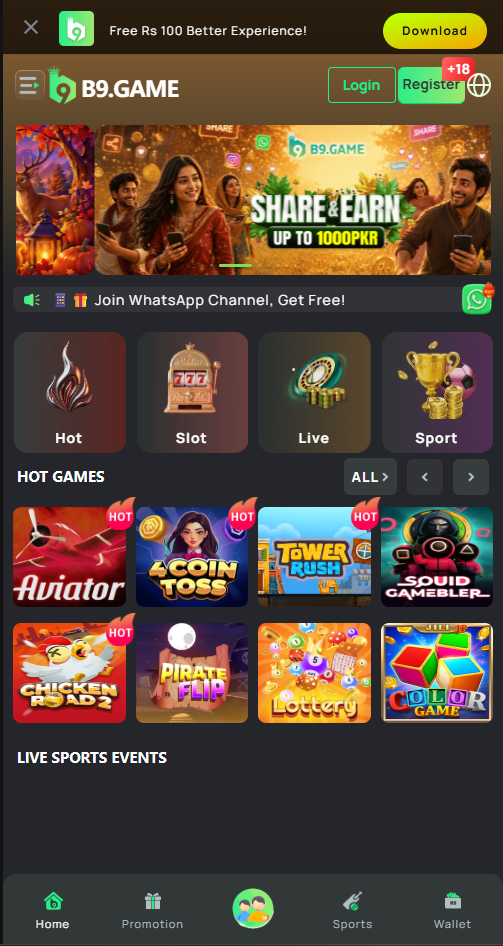 b9 app hot games grid showing popular slot titles